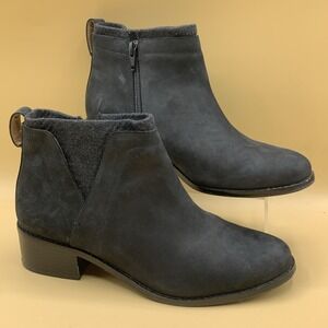 Vionic Joslyn Ankle Dusty Black Boots Booties Low Heel Inner Zip - Size 7.5